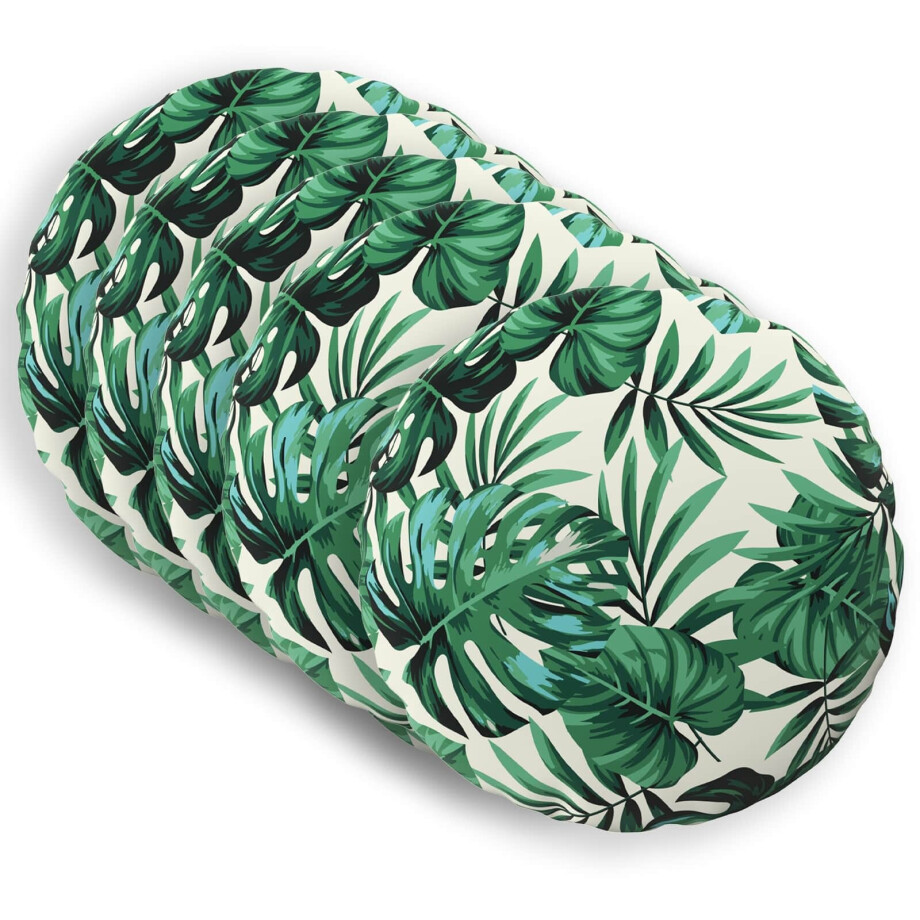 vidaXL Kussensloop 6 pcs HEERLEN Bladpatroon Ø 60 cm Polyester afbeelding 1