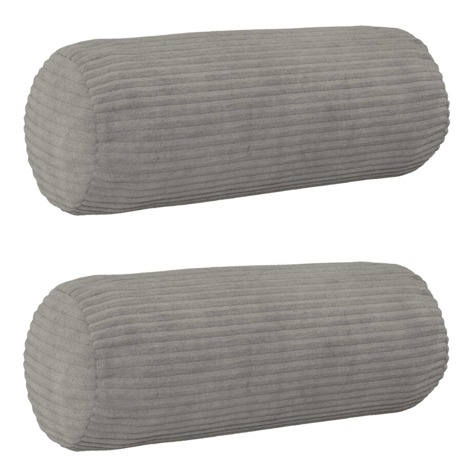 vidaXL Kussensloop 2 pcs HEERLEN Lichtgrijs Ø 15 x 40 cm corduroy afbeelding 1