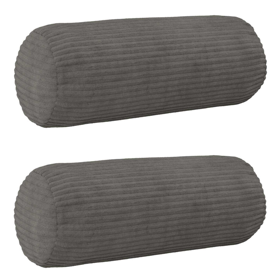 vidaXL Kussensloop 2 pcs HEERLEN Donkergrijs Ø 15 x 40 cm corduroy afbeelding 1