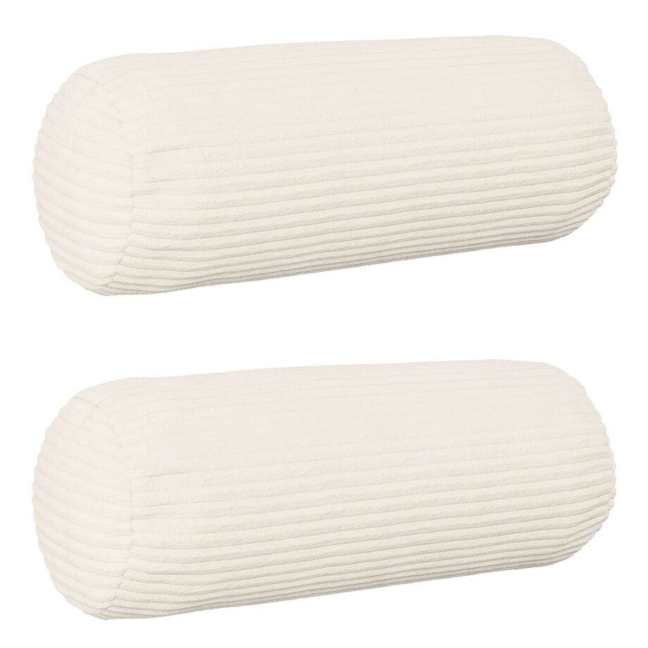 vidaXL Kussensloop 2 pcs HEERLEN Crèmekleurig Ø 15 x 40 cm corduroy afbeelding 1