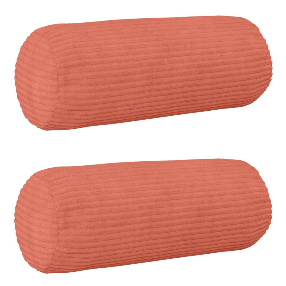vidaXL Kussensloop 2 pcs HEERLEN Rood-oranje Ø 15 x 40 cm corduroy afbeelding 1