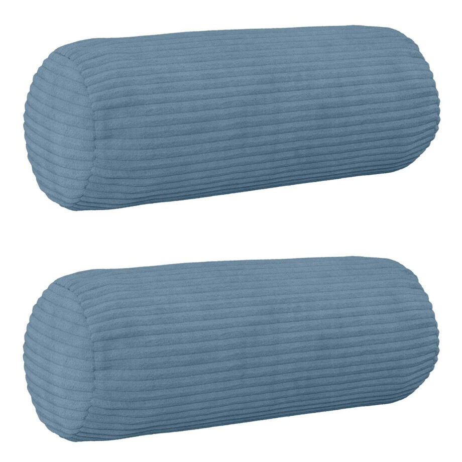 vidaXL Kussensloop 2 pcs HEERLEN Blauw Ø 15 x 40 cm corduroy afbeelding 1