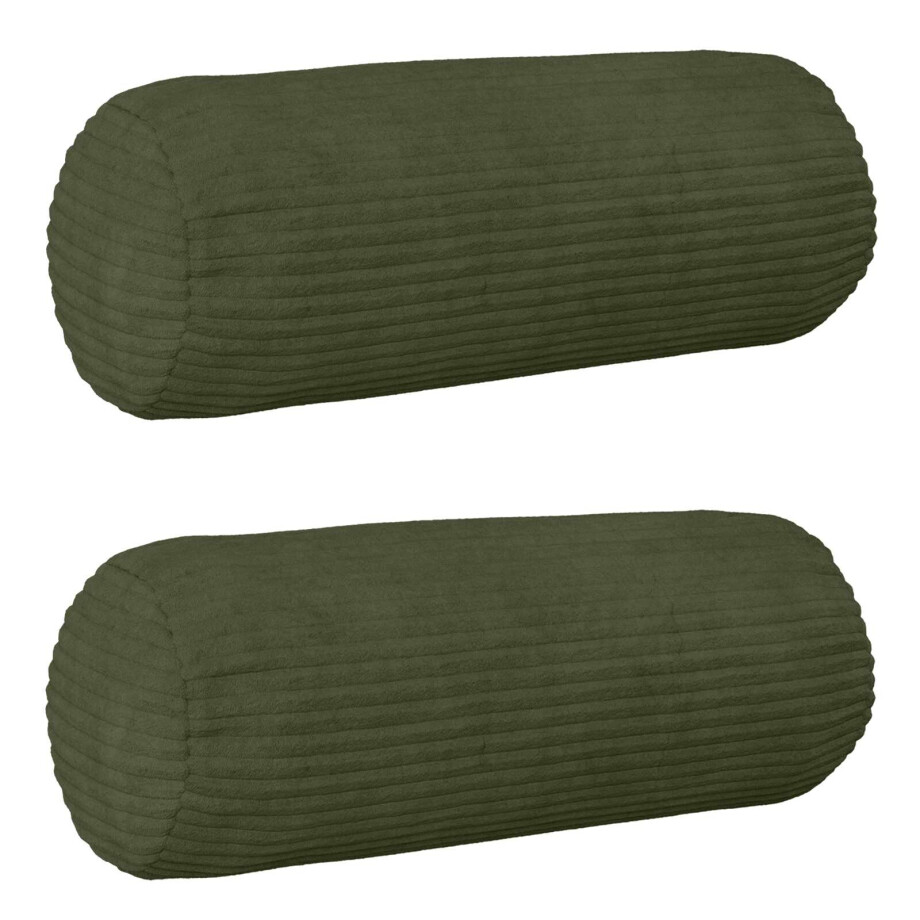 vidaXL Kussensloop 2 pcs HEERLEN Groen Ø 15 x 40 cm corduroy afbeelding 1