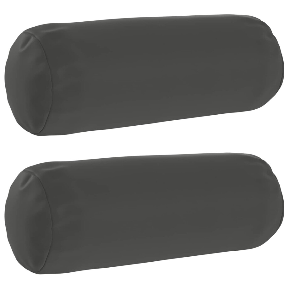 vidaXL Kussensloop 2 pcs HEERLEN Antraciet Ø 15 x 40 cm Polyester afbeelding 1