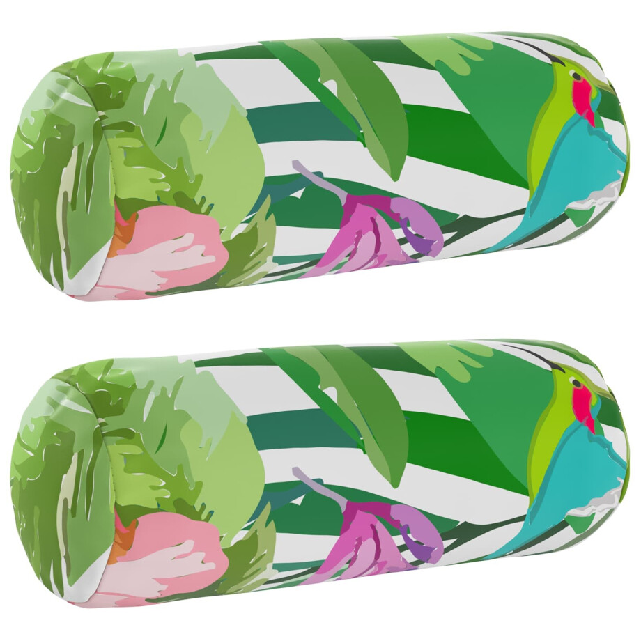 vidaXL Kussensloop 2 pcs HEERLEN Zwart Ø 15 x 40 cm Polyester afbeelding 1