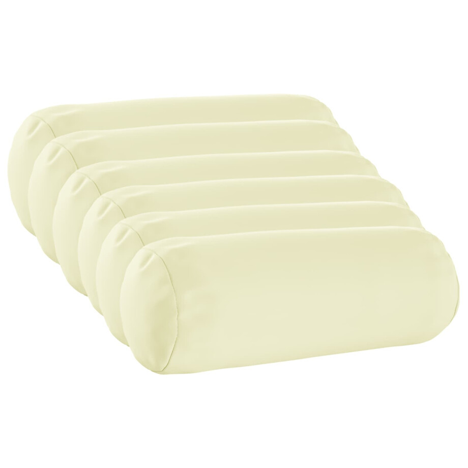 vidaXL Kussensloop 6 pcs HEERLEN Crèmekleurig Ø 15 x 40 cm Polyester afbeelding 1