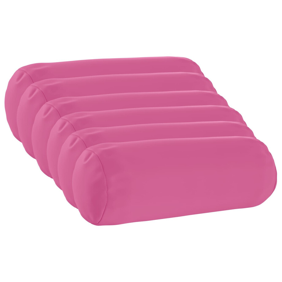 vidaXL Kussensloop 6 pcs HEERLEN Roze Ø 15 x 40 cm Polyester afbeelding 1