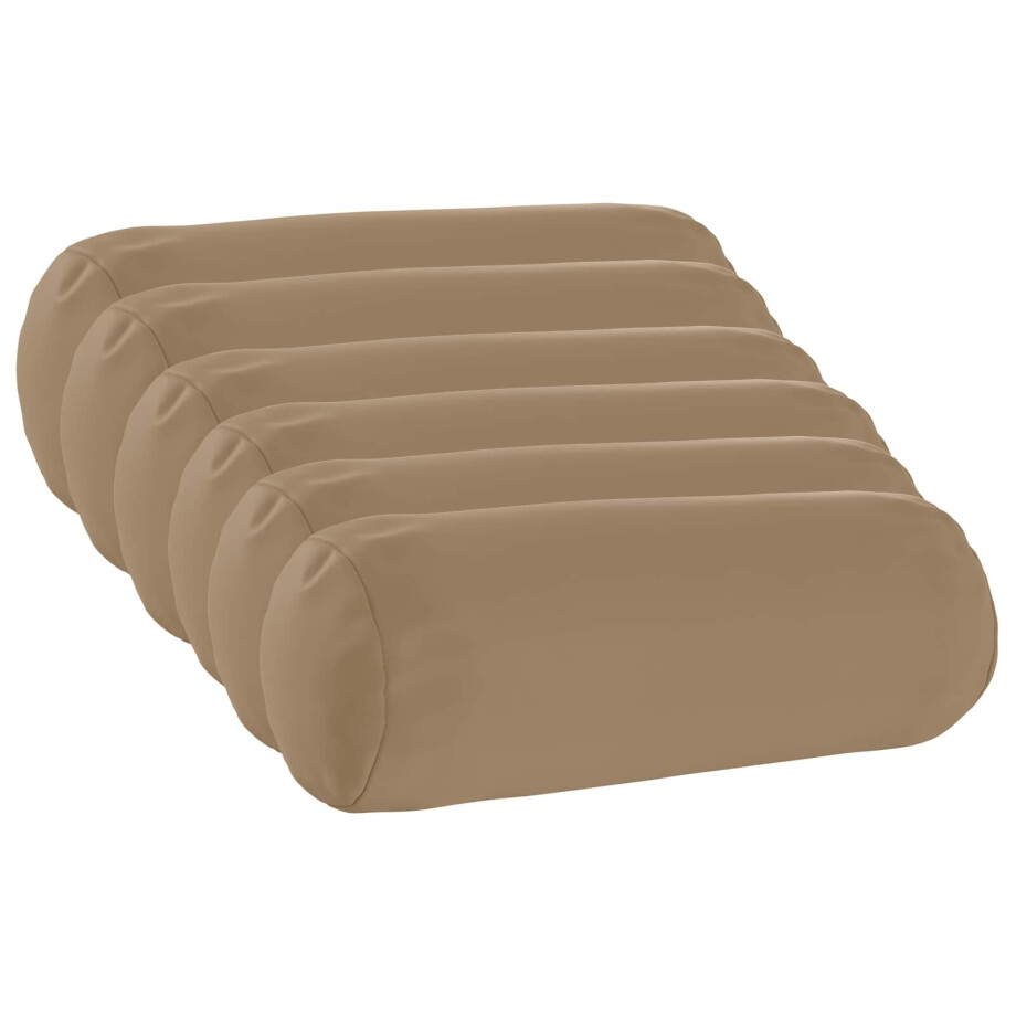 vidaXL Kussensloop 6 st HEERLEN Taupe Ø 15 x 40 cm Polyester afbeelding 1