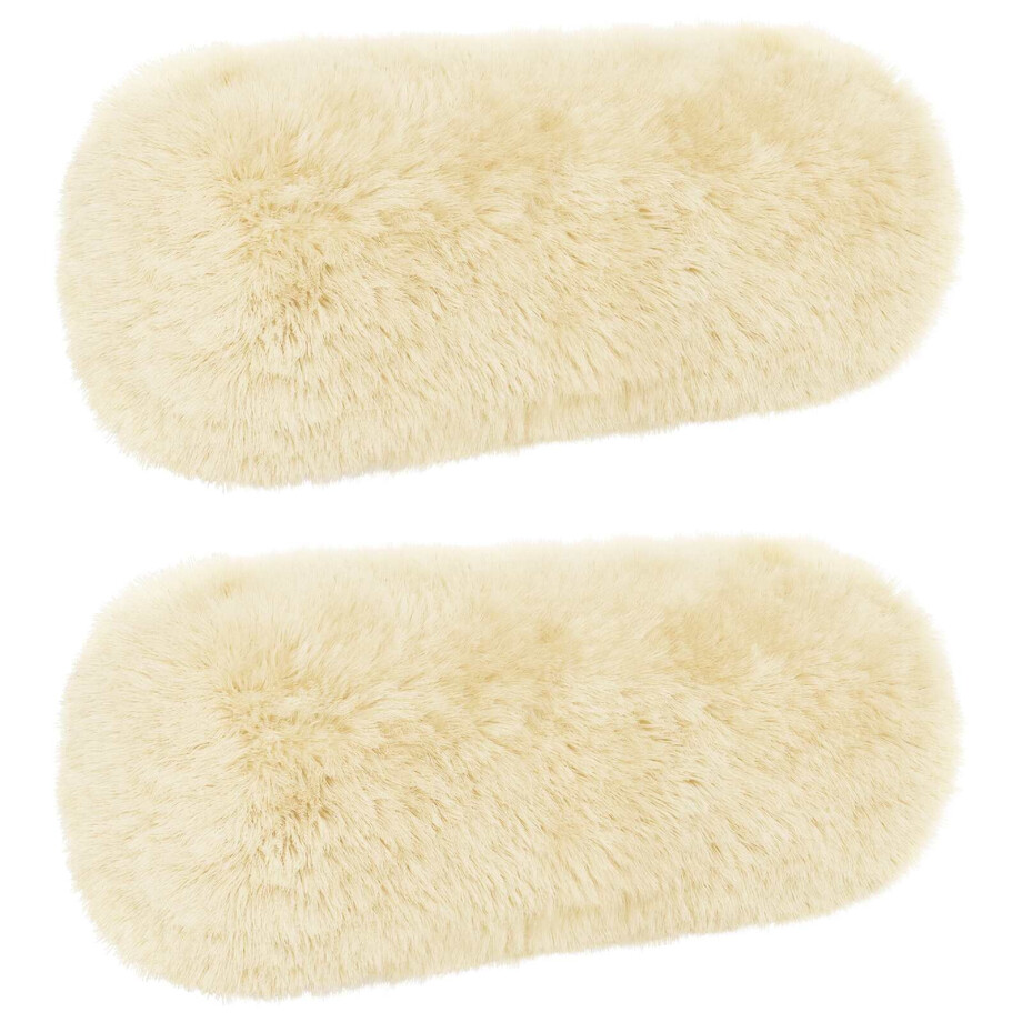 vidaXL Kussensloop 2 pcs HEERLEN Crèmekleurig Ø 15 x 40 cm PV Fleece afbeelding 1