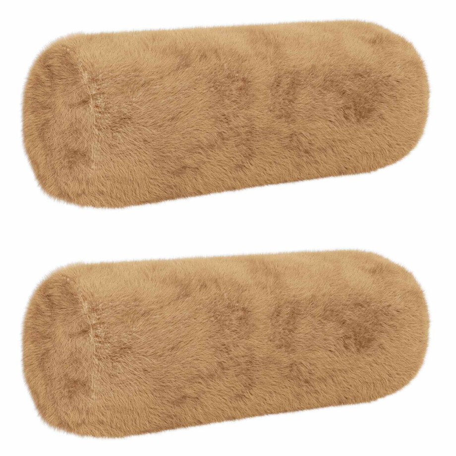 vidaXL Kussensloop 2 st HEERLEN Taupe Ø 15 x 40 cm Nep Konijnenbont vidaXL Kussensloop 2 st HEERLEN Taupe Ø 15 x 40 cm Nep Konijnenbont afbeelding 1