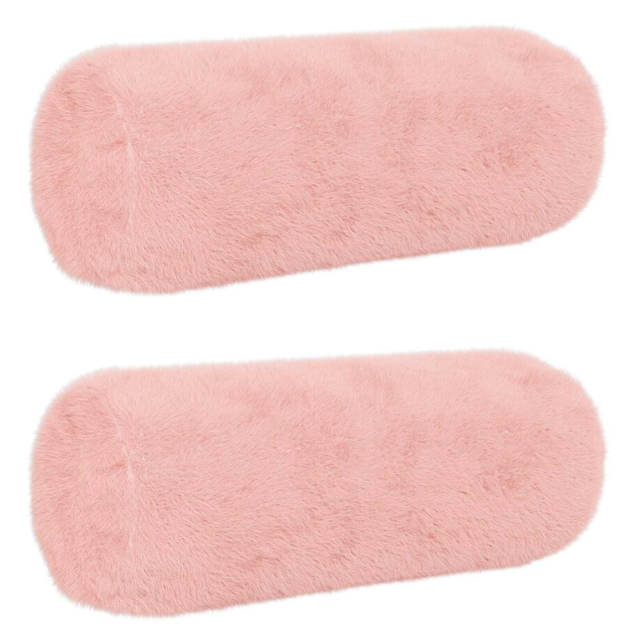 vidaXL Kussensloop 2 st HEERLEN Roze Ø 15 x 40 cm Nep Konijnenbont afbeelding 1