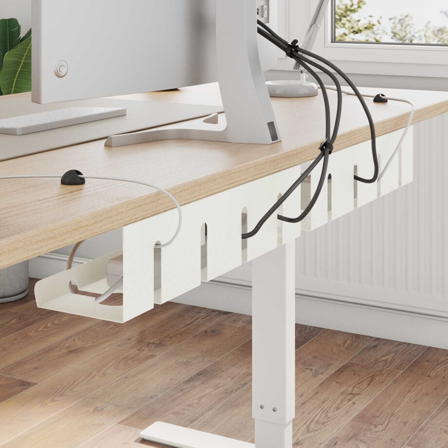 vidaXL Kabelgoot voor onder bureau 2 st Wit 43 x 12 x 10 cm Staal afbeelding 1