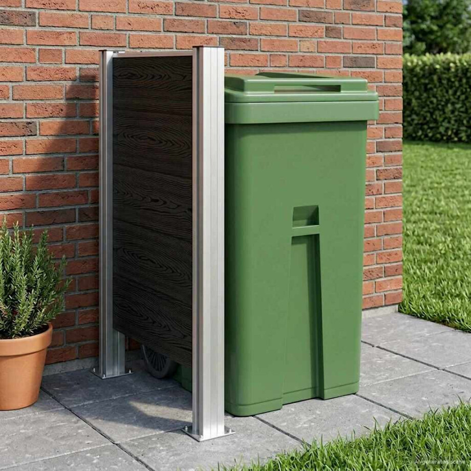 vidaXL Afvalbak Schutting Grijs 85 x 12 x 115 cm Aluminium en WPC vidaXL Afvalbak Schutting Grijs 85 x 12 x 115 cm Aluminium en WPC afbeelding 1