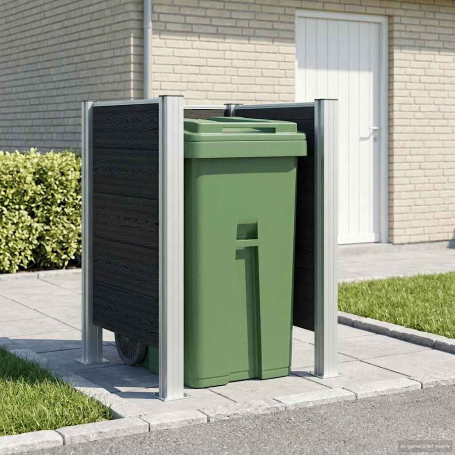 vidaXL Afvalbak Schutting Grijs 85 x 85 x 115 cm Aluminium en WPC vidaXL Afvalbak Schutting Grijs 85 x 85 x 115 cm Aluminium en WPC afbeelding 1