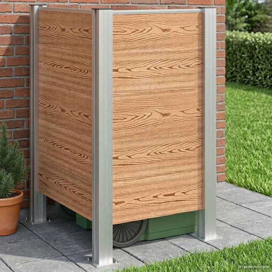 vidaXL Afvalbak Schutting Bruin 85 x 85 x 115 cm Aluminium en WPC vidaXL Afvalbak Schutting Bruin 85 x 85 x 115 cm Aluminium en WPC afbeelding 1