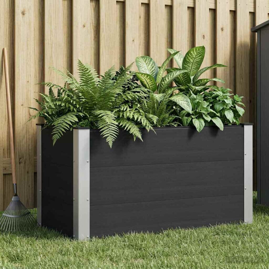 vidaXL Verhoogde plantenbak Zwart 100 x 50 x 54 cm WPC en Aluminium vidaXL Verhoogde plantenbak Zwart 100 x 50 x 54 cm WPC en Aluminium afbeelding 1