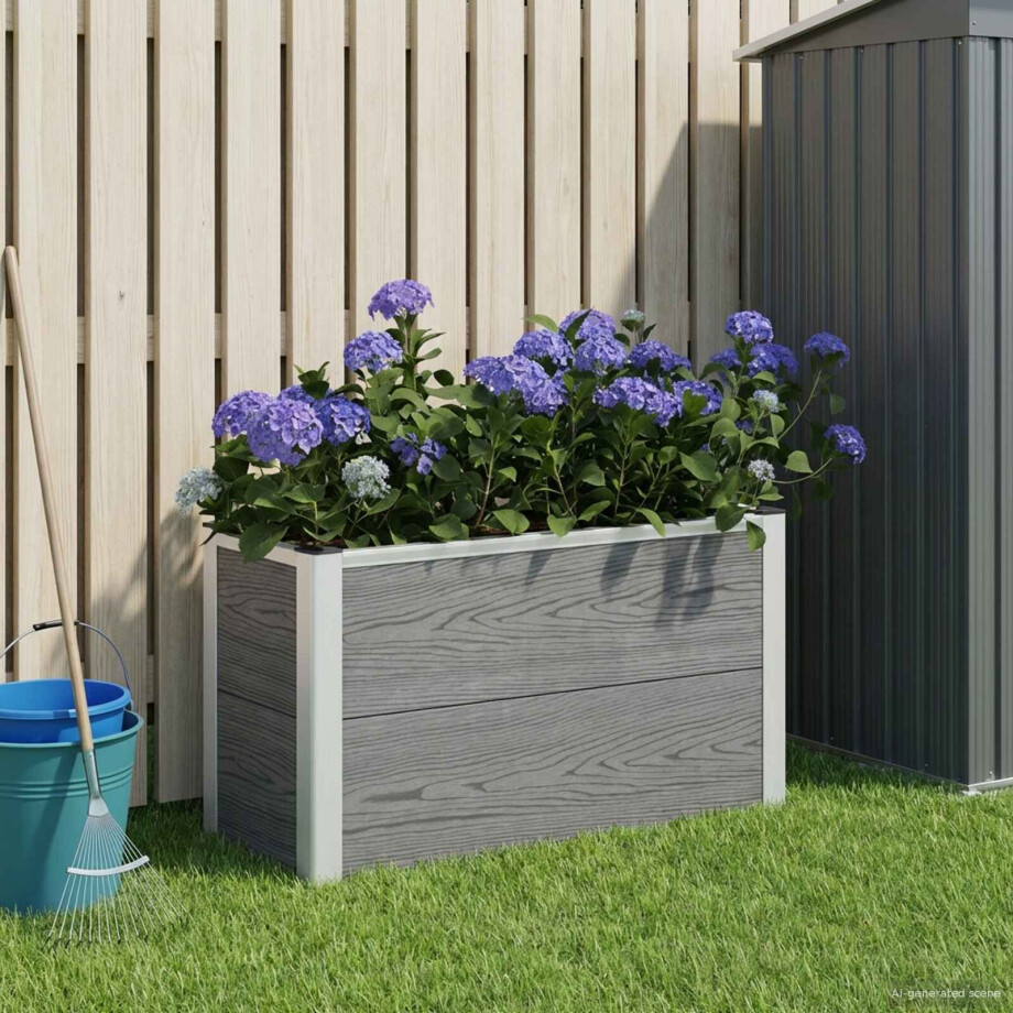 vidaXL Verhoogde plantenbak Grijs 75 x 30 x 22 cm WPC en Aluminium vidaXL Verhoogde plantenbak Grijs 75 x 30 x 22 cm WPC en Aluminium afbeelding 1