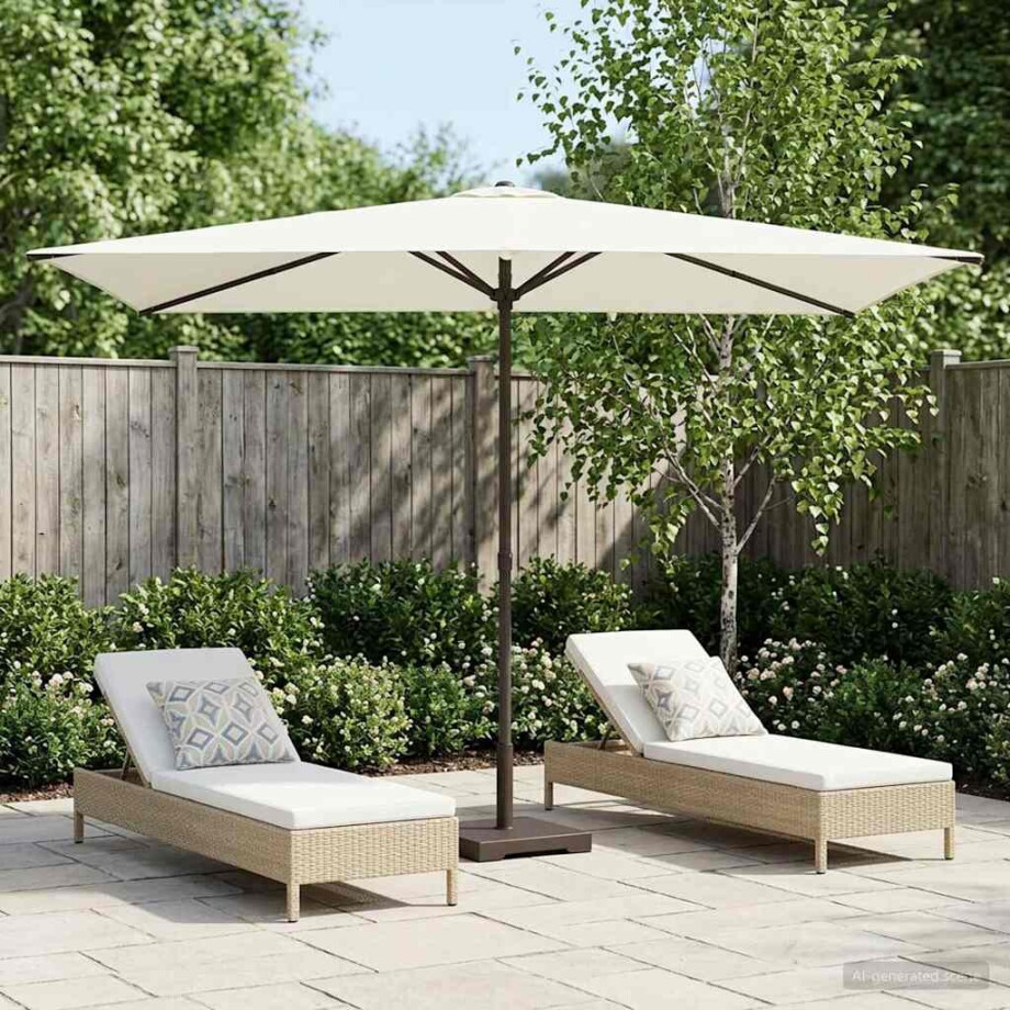 vidaXL Tuinparasol 200 x 300 cm Polyester Rechthoekig Crèmekleurig afbeelding 1