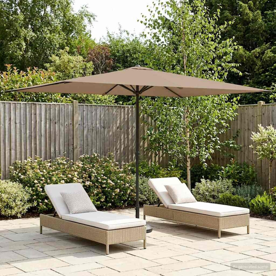vidaXL Tuinparasol 200 x 300 cm Polyester Rechthoekig Taupe afbeelding 1