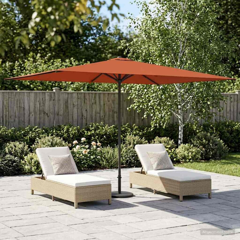 vidaXL Tuinparasol 200 x 300 cm Polyester Rechthoekig Terracotta afbeelding 1