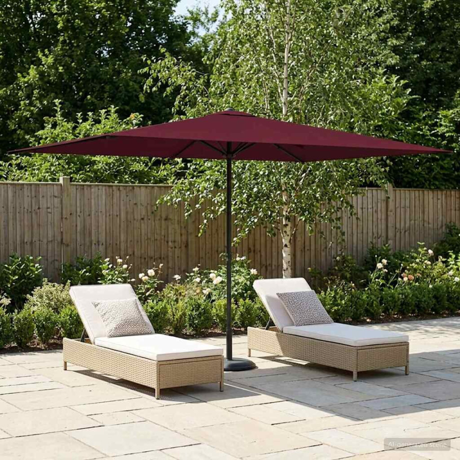 vidaXL Tuinparasol 200 x 300 cm Polyester Rechthoekig Bordeaux Rood afbeelding 1