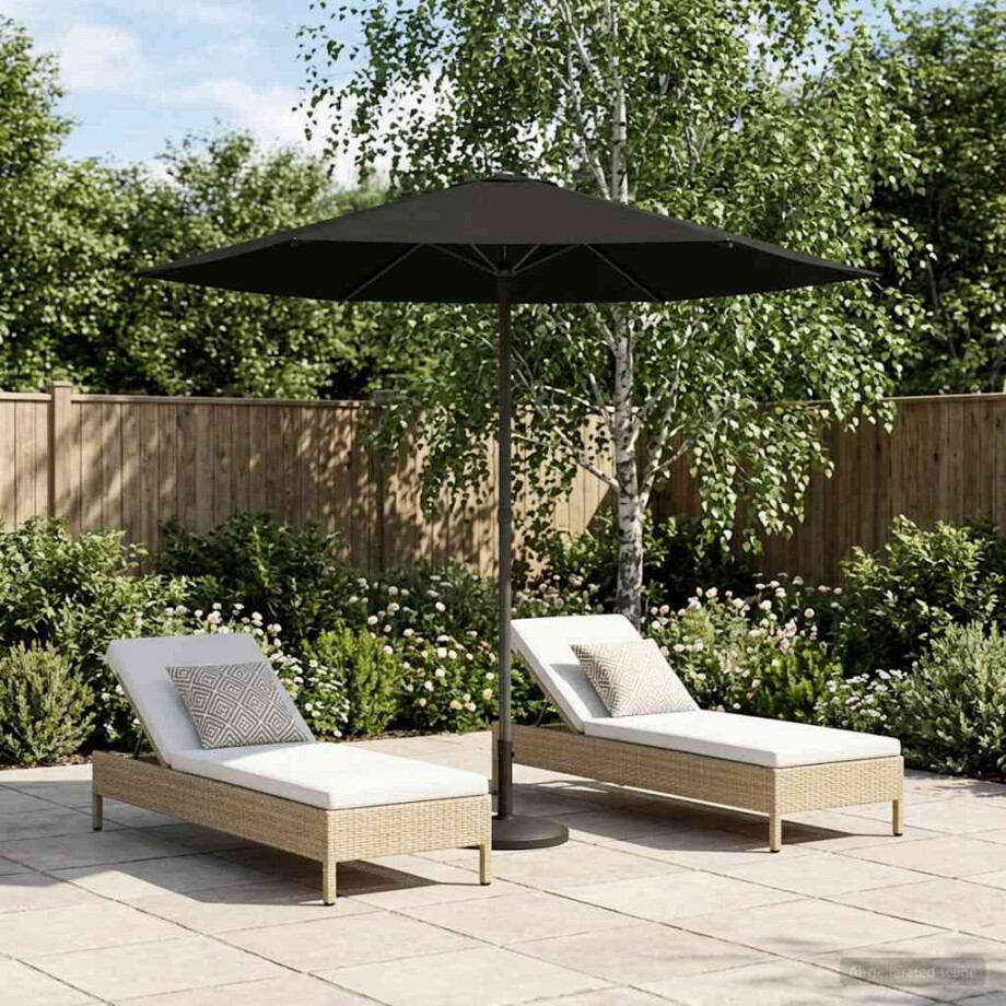 vidaXL Tuinparasol 230 x 230 cm Polyester Rechthoekig Zwart afbeelding 1