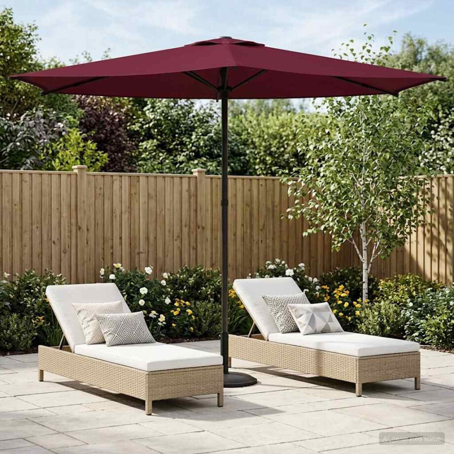 vidaXL Tuinparasol 270 x 270 cm Polyester Rechthoekig Bordeaux Rood vidaXL Tuinparasol 270 x 270 cm Polyester Rechthoekig Bordeaux Rood afbeelding 1