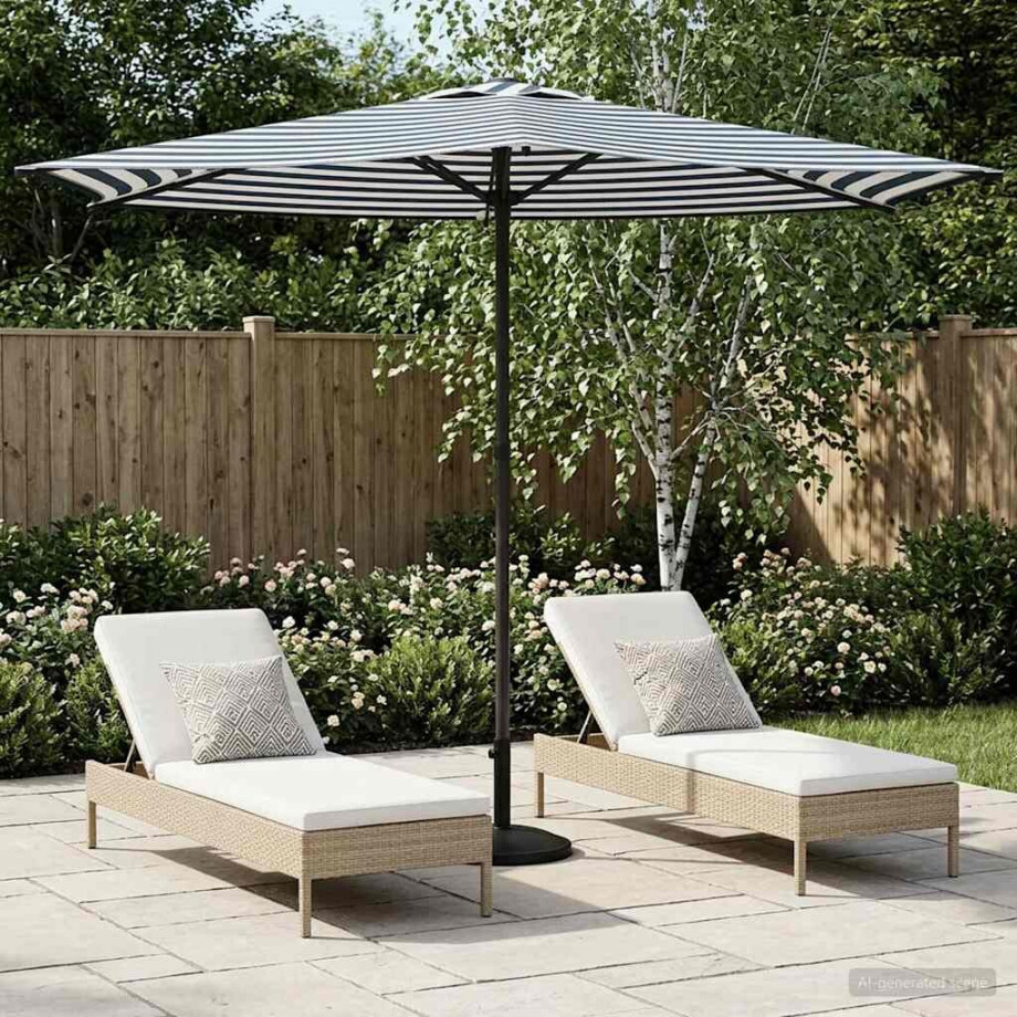 vidaXL Tuinparasol 270 x 270 cm Polyester Rechthoekig Blauw en Wit vidaXL Tuinparasol 270 x 270 cm Polyester Rechthoekig Blauw en Wit afbeelding 1