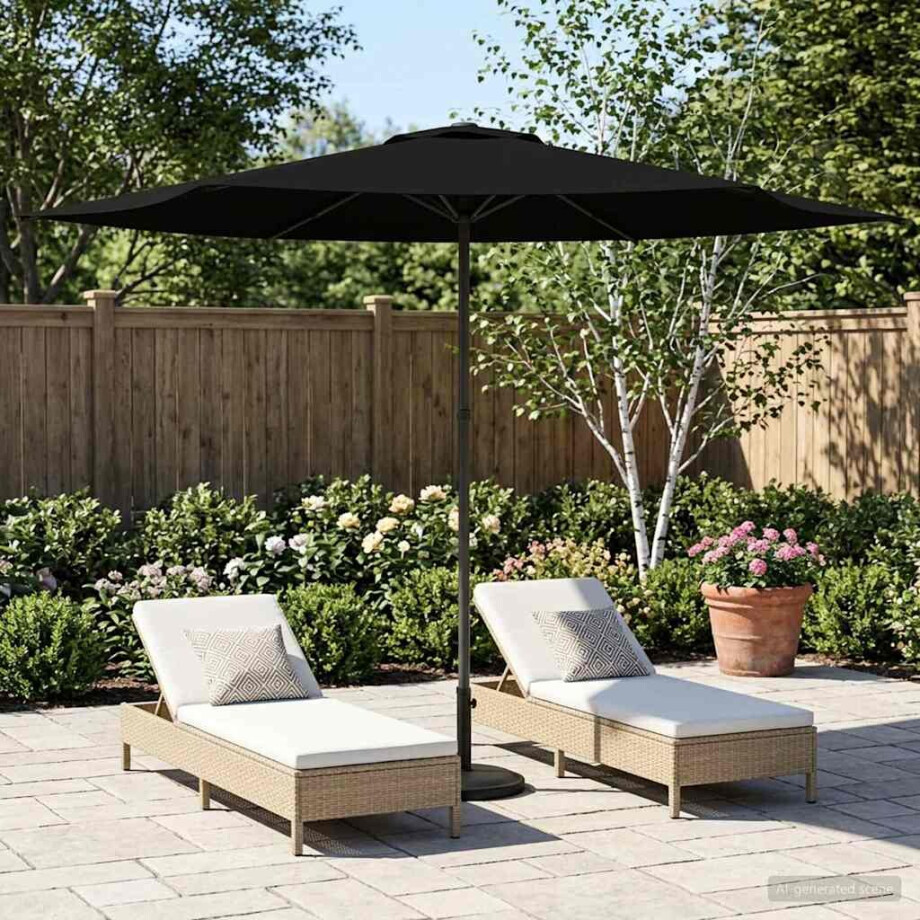 vidaXL Tuinparasol 300 x 300 cm Polyester Rechthoekig Zwart afbeelding 1