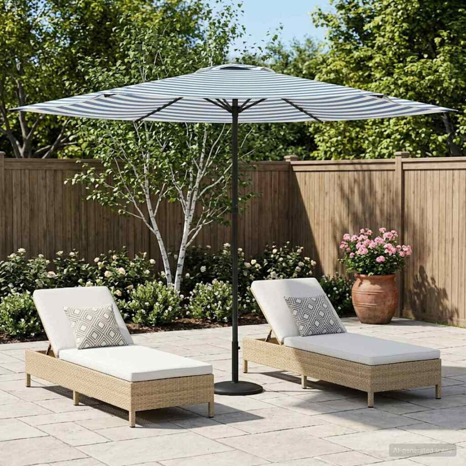 vidaXL Tuinparasol 300 x 300 cm Polyester Rechthoekig Blauw en Wit vidaXL Tuinparasol 300 x 300 cm Polyester Rechthoekig Blauw en Wit afbeelding 1