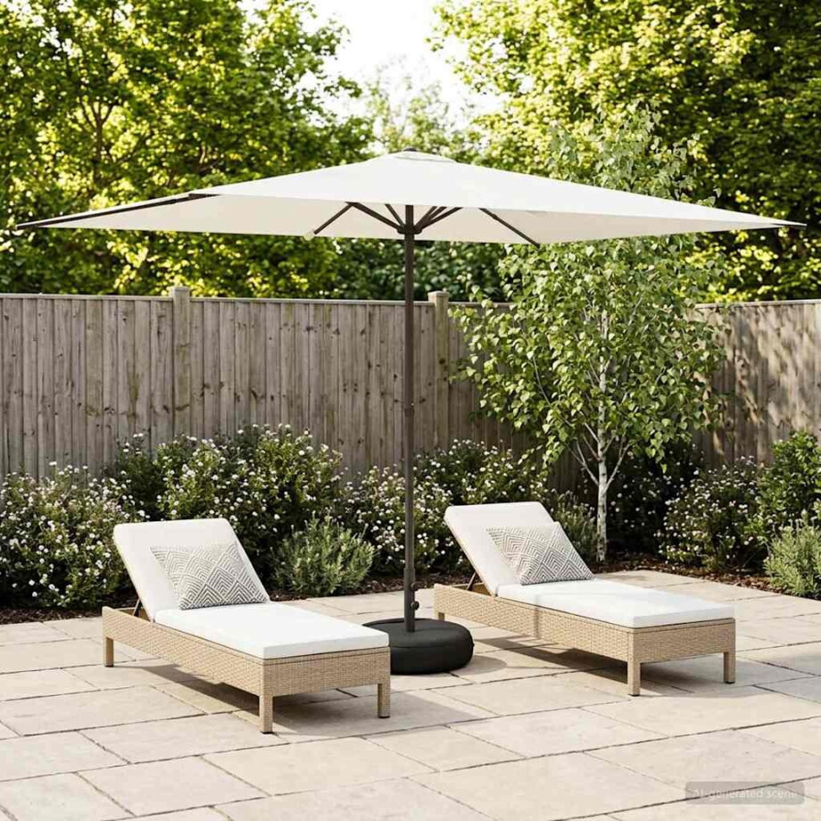vidaXL Tuinparasol met Basis 200 x 300 cm Polyester Rechthoekig vidaXL Tuinparasol met Basis 200 x 300 cm Polyester Rechthoekig afbeelding 1