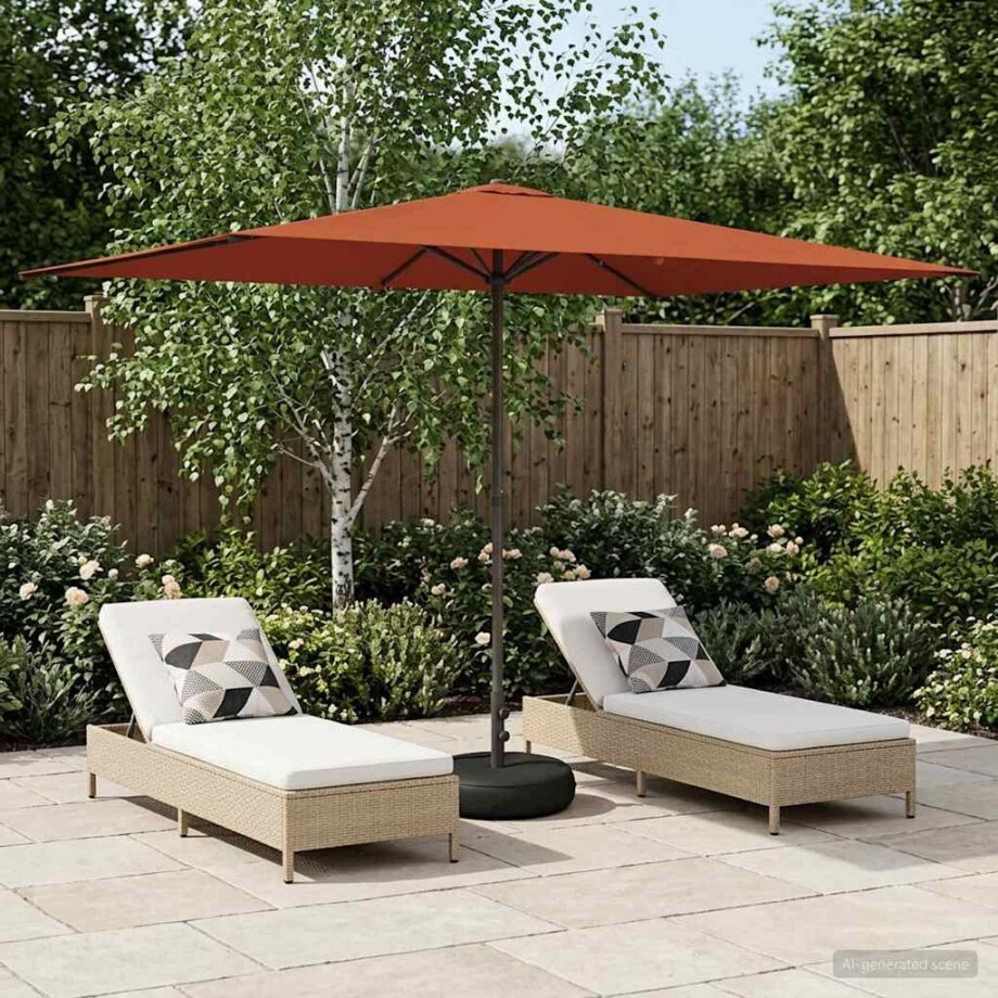 vidaXL Tuinparasol met Basis 200 x 300 cm Polyester Rechthoekig vidaXL Tuinparasol met Basis 200 x 300 cm Polyester Rechthoekig afbeelding 1