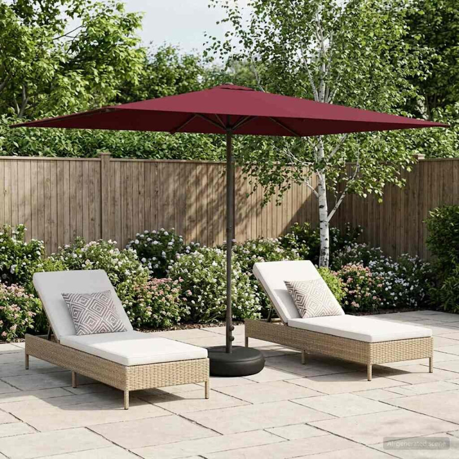 vidaXL Tuinparasol met Basis 200 x 300 cm Polyester Rechthoekig vidaXL Tuinparasol met Basis 200 x 300 cm Polyester Rechthoekig afbeelding 1