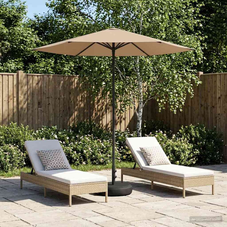 vidaXL Tuinparasol met Basis 230 x 230 cm Polyester Rechthoekig Taupe vidaXL Tuinparasol met Basis 230 x 230 cm Polyester Rechthoekig Taupe afbeelding 1
