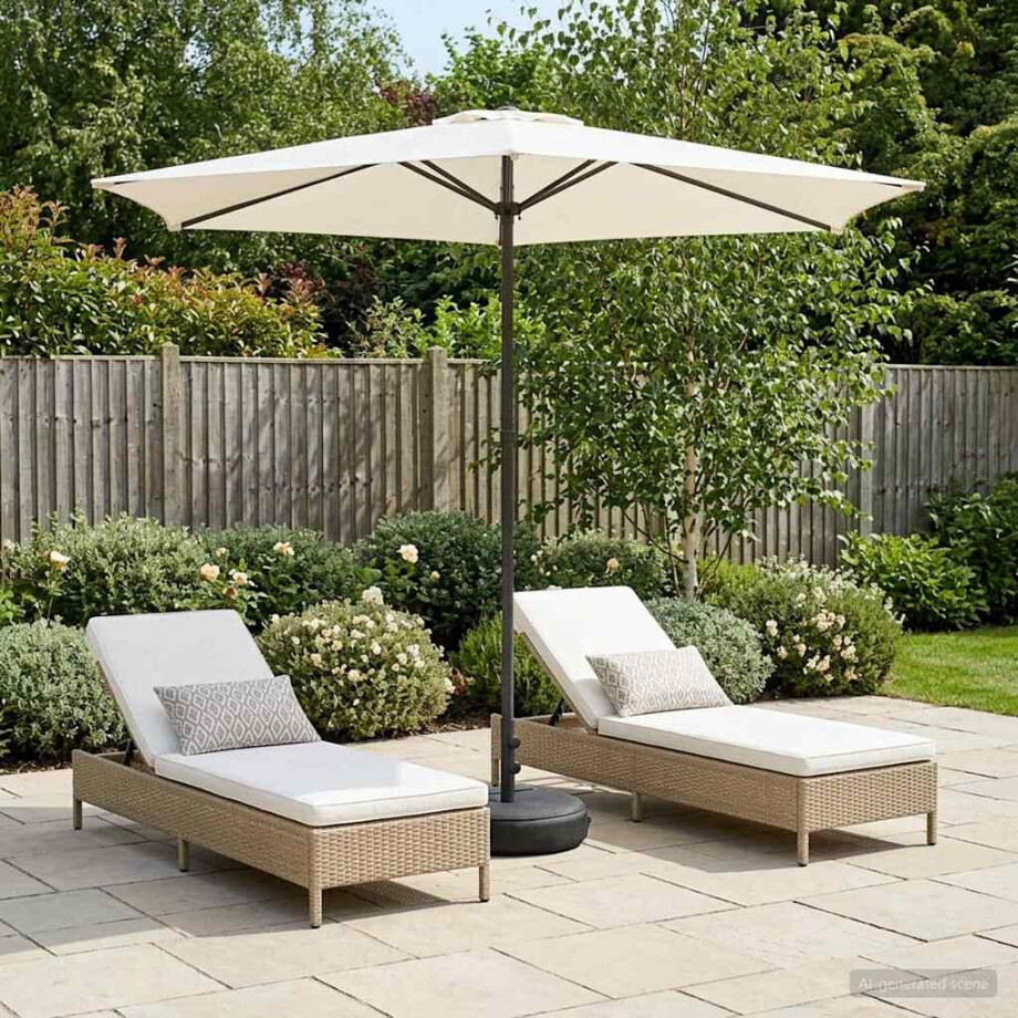 vidaXL Tuinparasol met Basis 270 x 270 cm Polyester Rechthoekig vidaXL Tuinparasol met Basis 270 x 270 cm Polyester Rechthoekig afbeelding 1