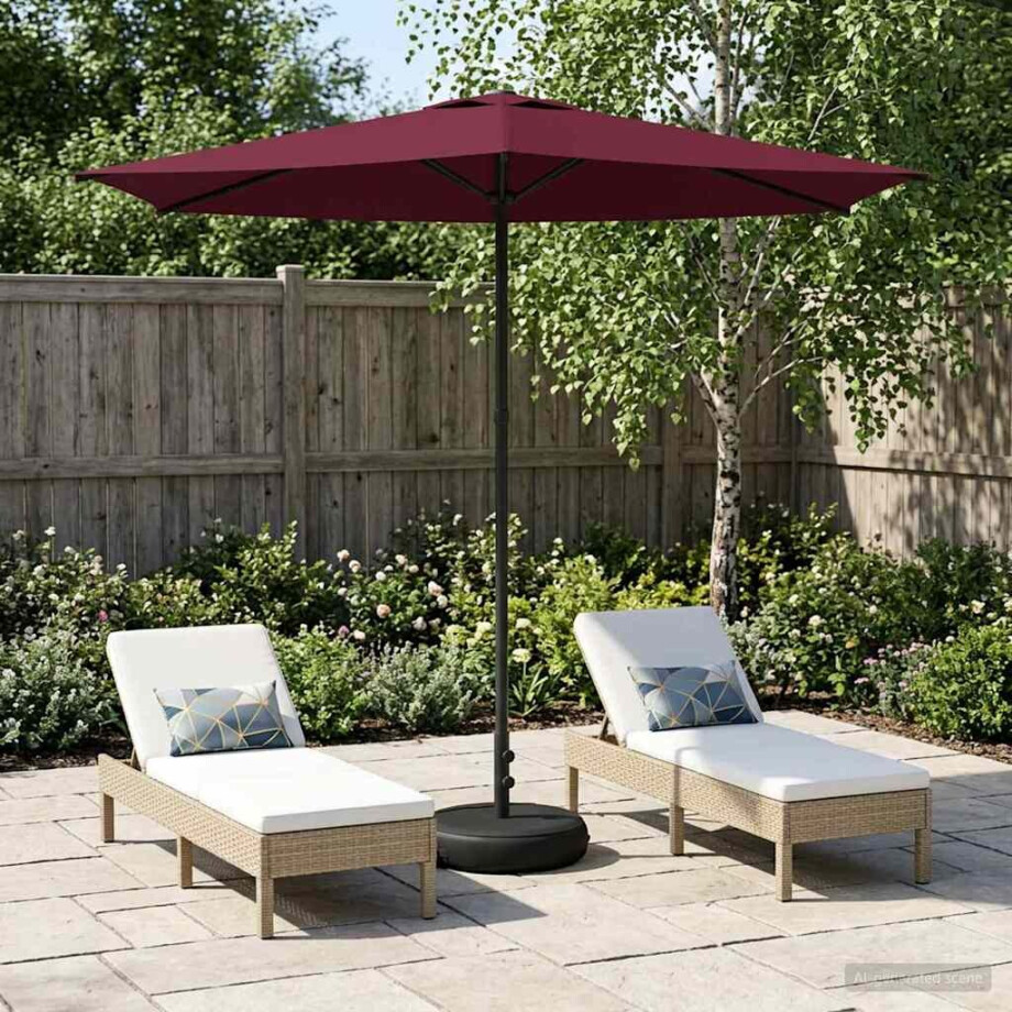 vidaXL Tuinparasol met Basis 270 x 270 cm Polyester Rechthoekig vidaXL Tuinparasol met Basis 270 x 270 cm Polyester Rechthoekig afbeelding 1