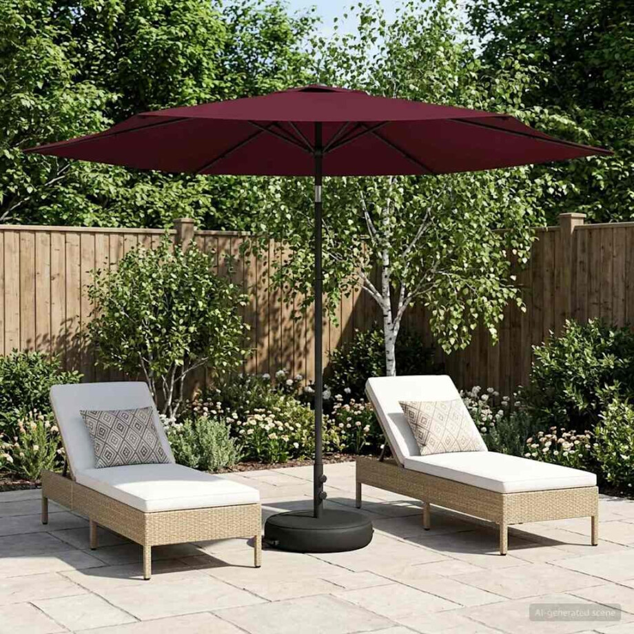 vidaXL Tuinparasol met Basis 300 x 300 cm Polyester Rechthoekig afbeelding 1