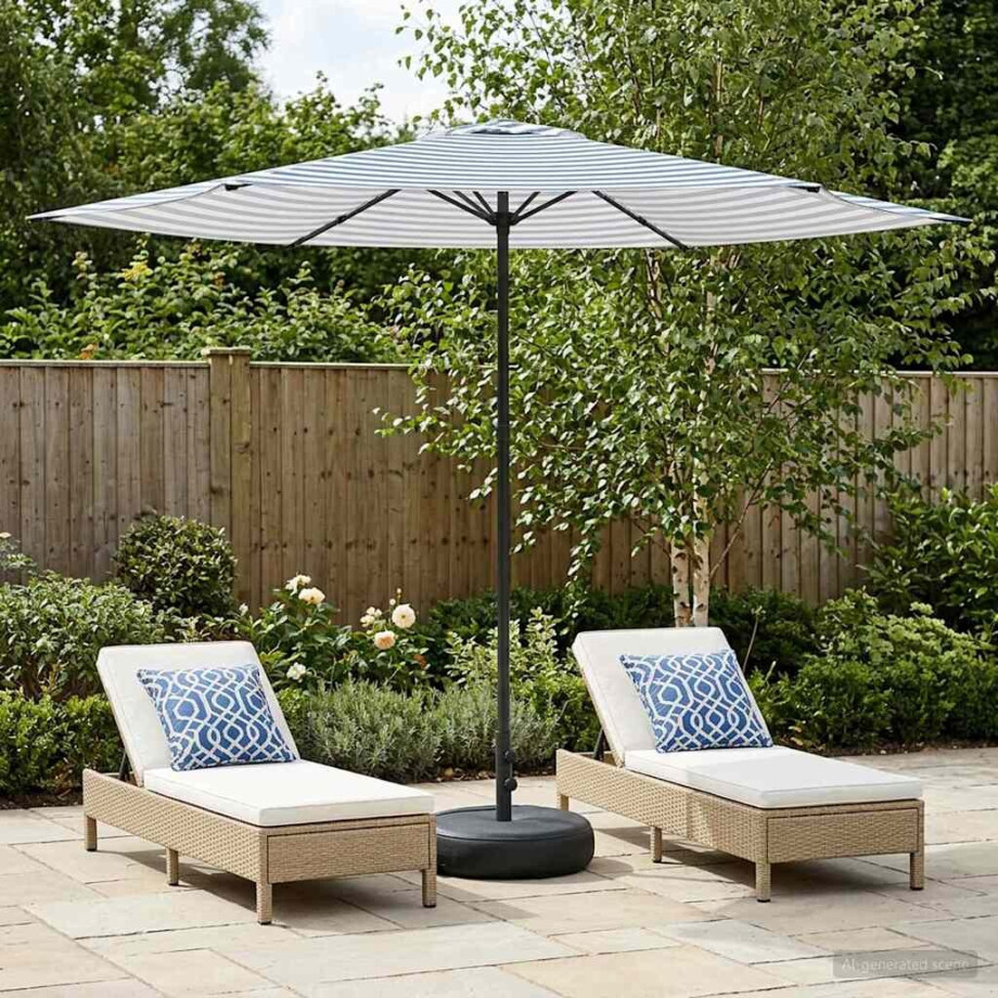 vidaXL Tuinparasol met Basis 300 x 300 cm Polyester Rechthoekig afbeelding 1