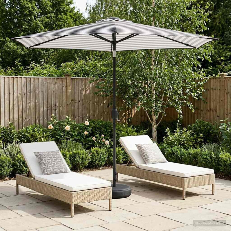 vidaXL Tuinparasol met LED-lampen en voet 270 x 270 cm Polyester vidaXL Tuinparasol met LED-lampen en voet 270 x 270 cm Polyester afbeelding 1