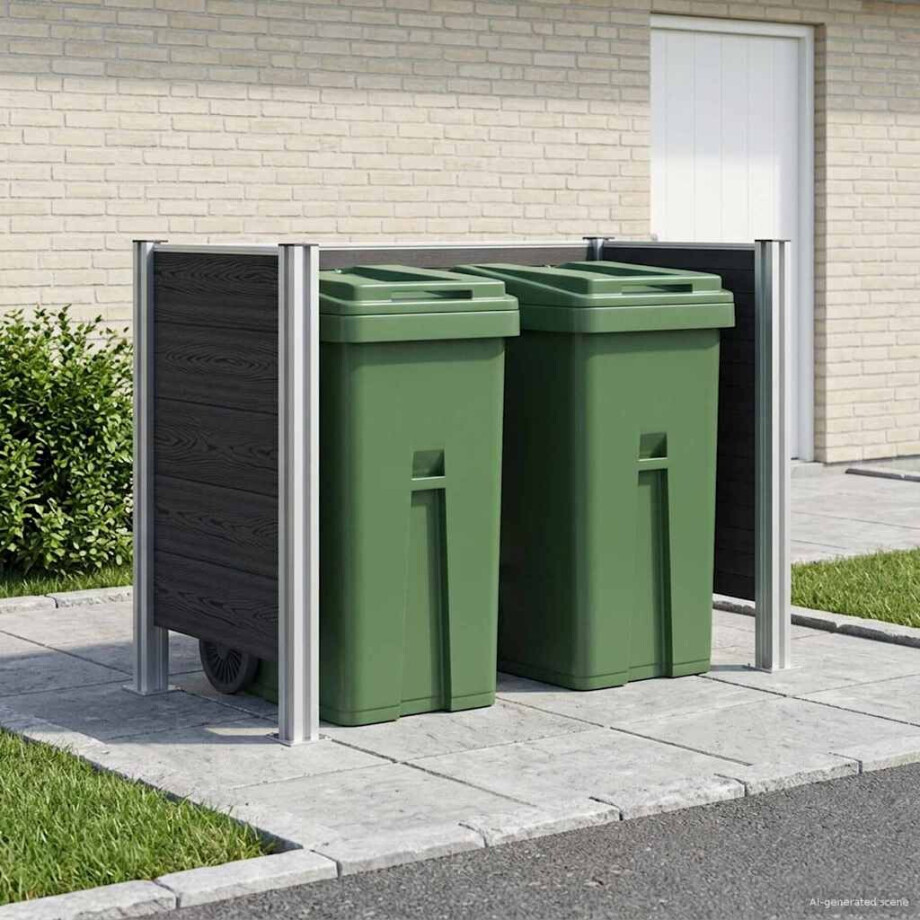 vidaXL Afvalbak Schutting Grijs 161 x 85 x 115 cm Aluminium en WPC afbeelding 1
