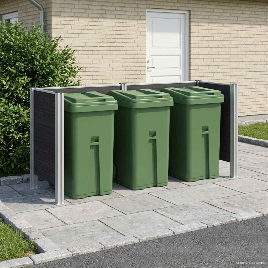 vidaXL Afvalbak Schutting Grijs 237 x 85 x 115 cm Aluminium en WPC afbeelding 1