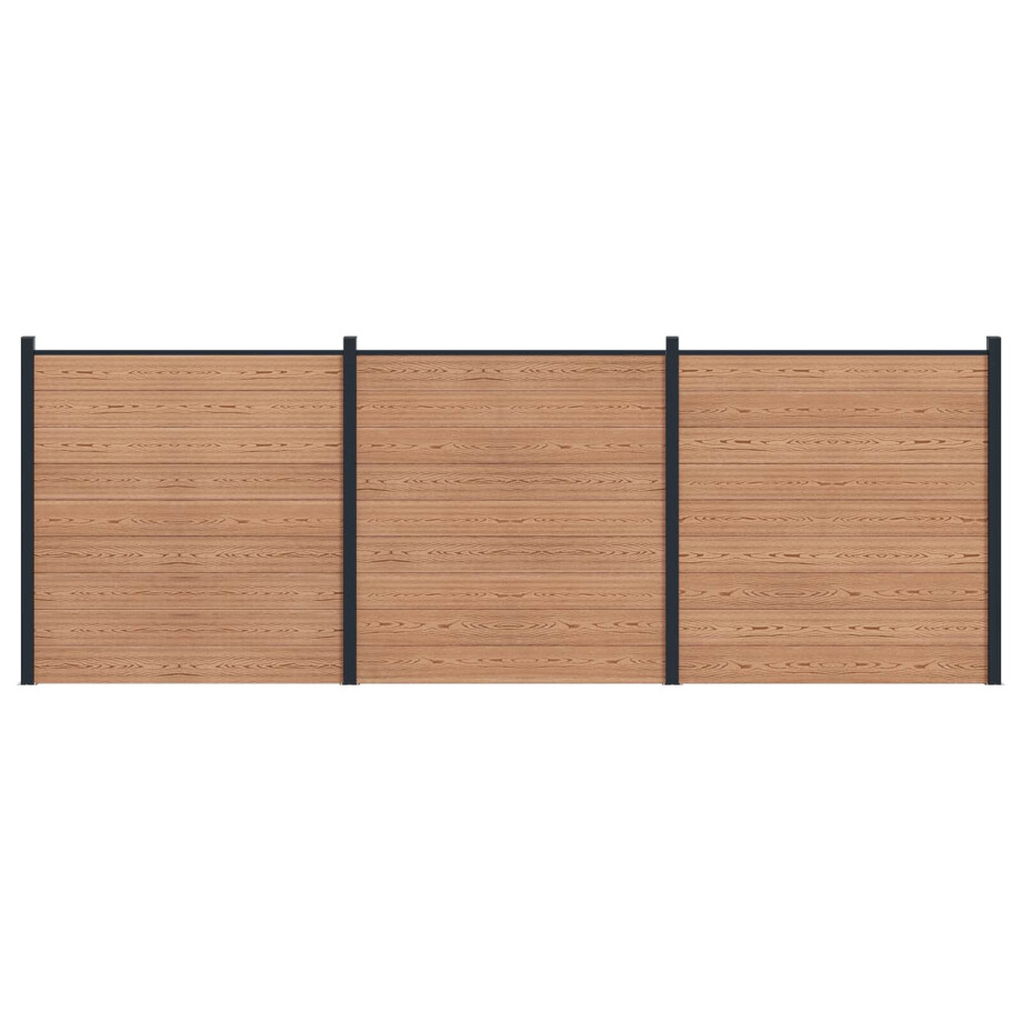vidaXL Hekpaneel 3 pcs WPC en Aluminium Bruin afbeelding 1