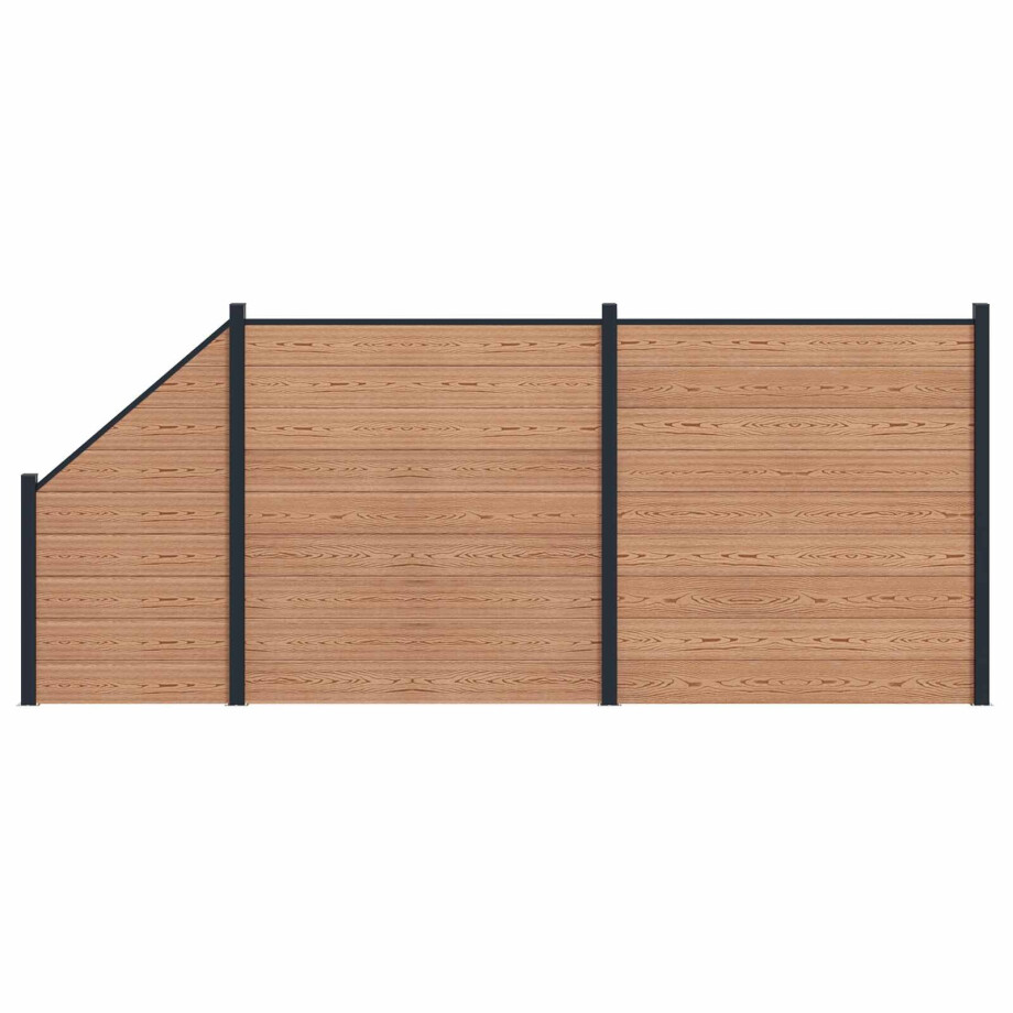 vidaXL Hekpaneel 3 pcs WPC en Aluminium Bruin afbeelding 1