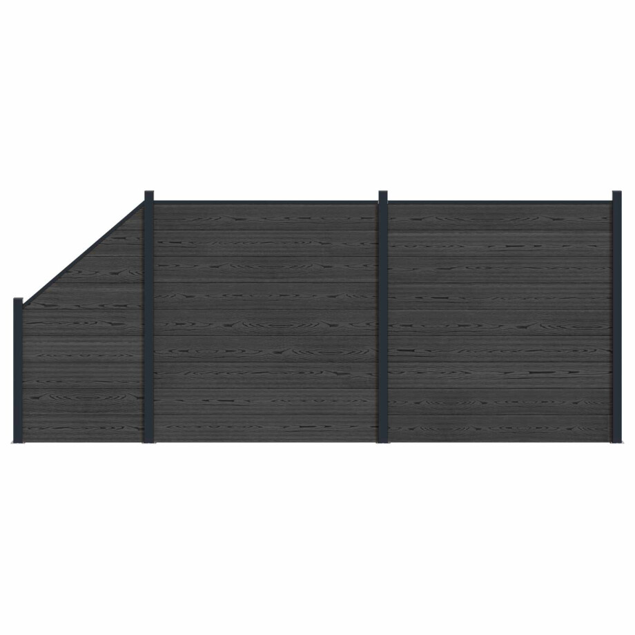 vidaXL Hekpaneel 3 pcs WPC en Aluminium Zwart afbeelding 1