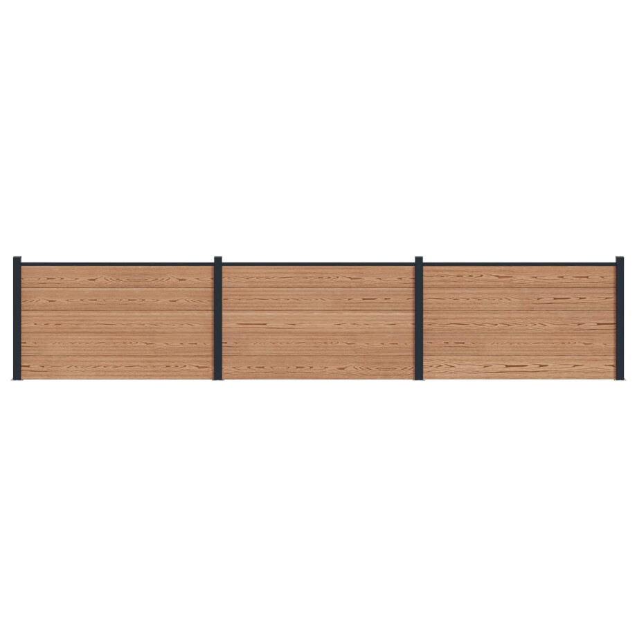 vidaXL Hekpaneel 3 pcs WPC en Aluminium Bruin afbeelding 1