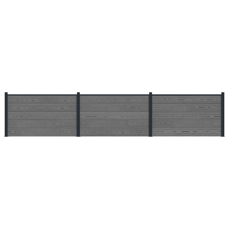 vidaXL Hekpaneel 3 pcs WPC en Aluminium Grijs afbeelding 1