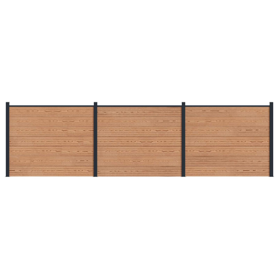vidaXL Hekpaneel 3 pcs WPC en Aluminium Bruin afbeelding 1