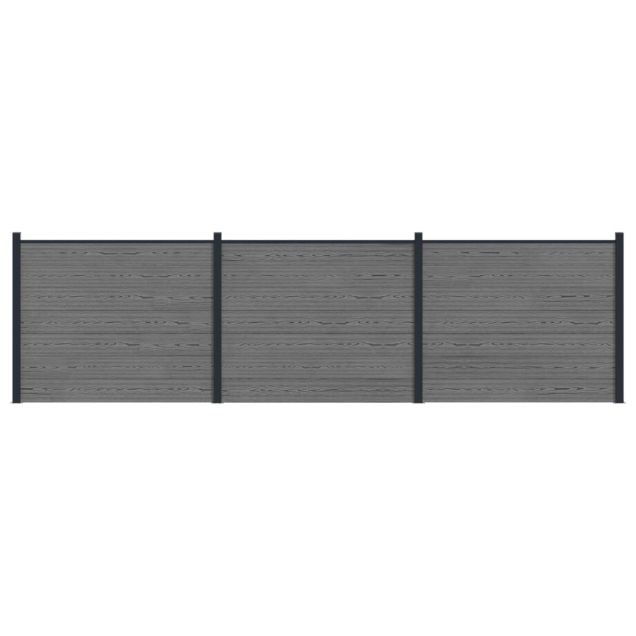 vidaXL Hekpaneel 3 pcs WPC en Aluminium Grijs afbeelding 1