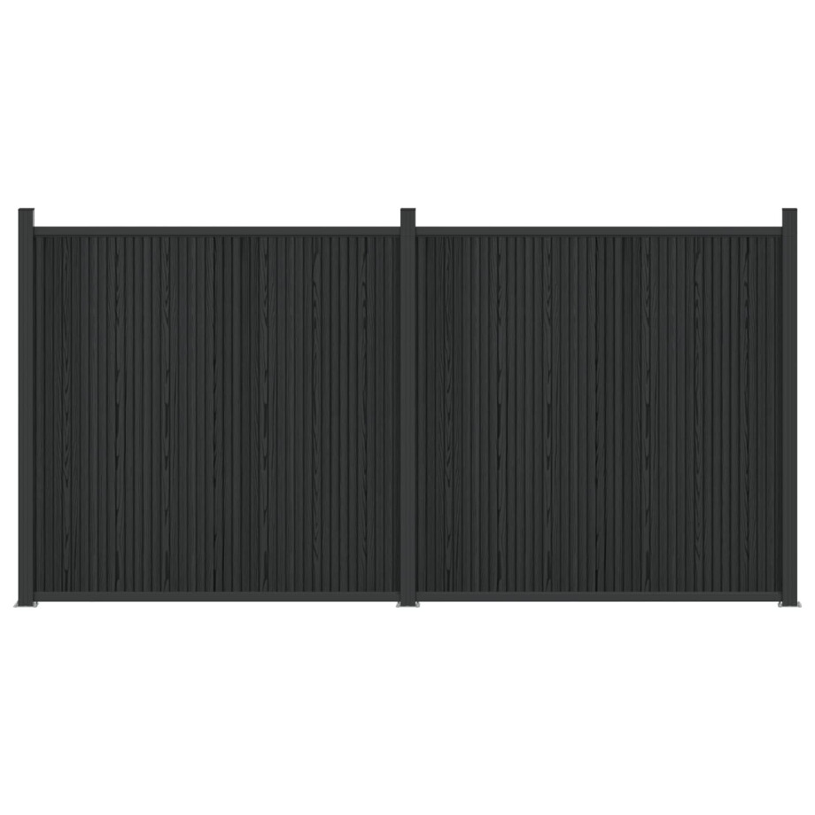 vidaXL Hekpaneel 2 pcs WPC en Aluminium Zwart afbeelding 1