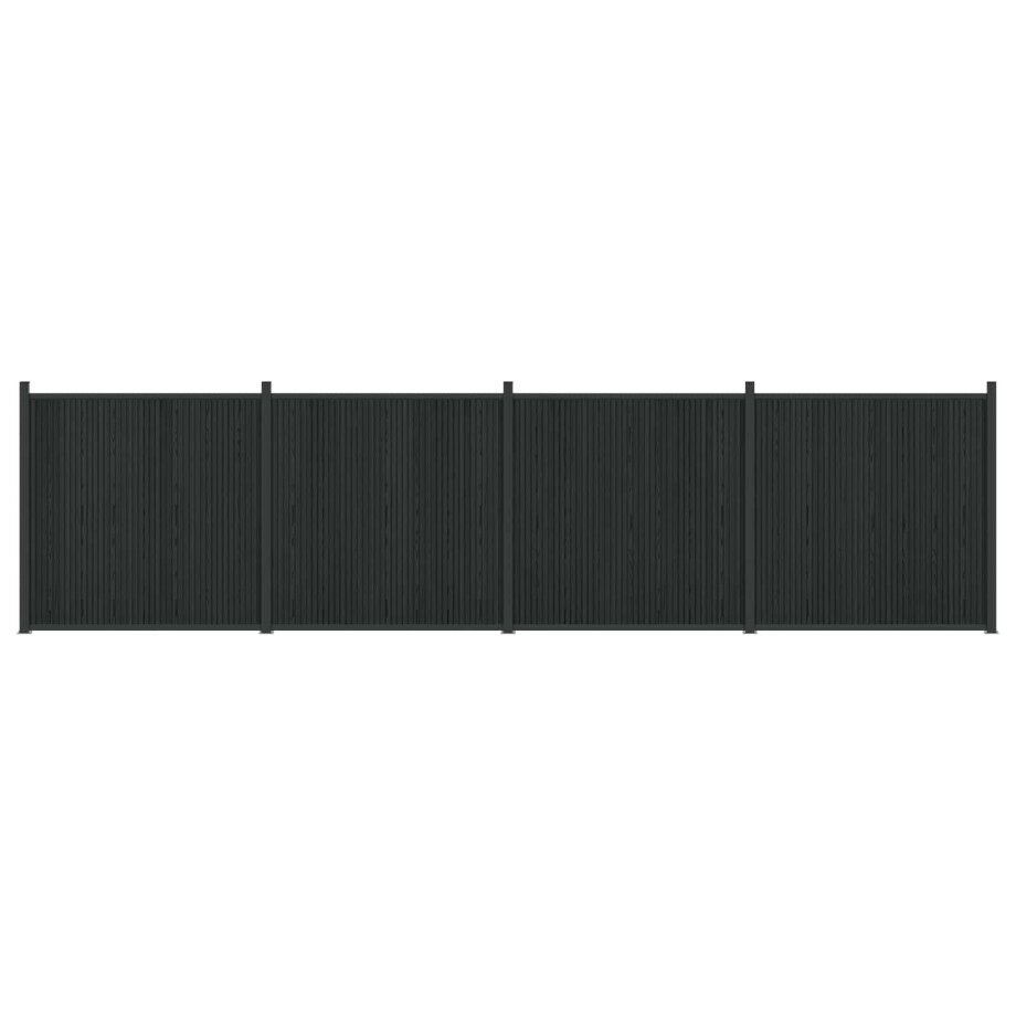 vidaXL Hekpaneel 4 pcs WPC en Aluminium Zwart afbeelding 1